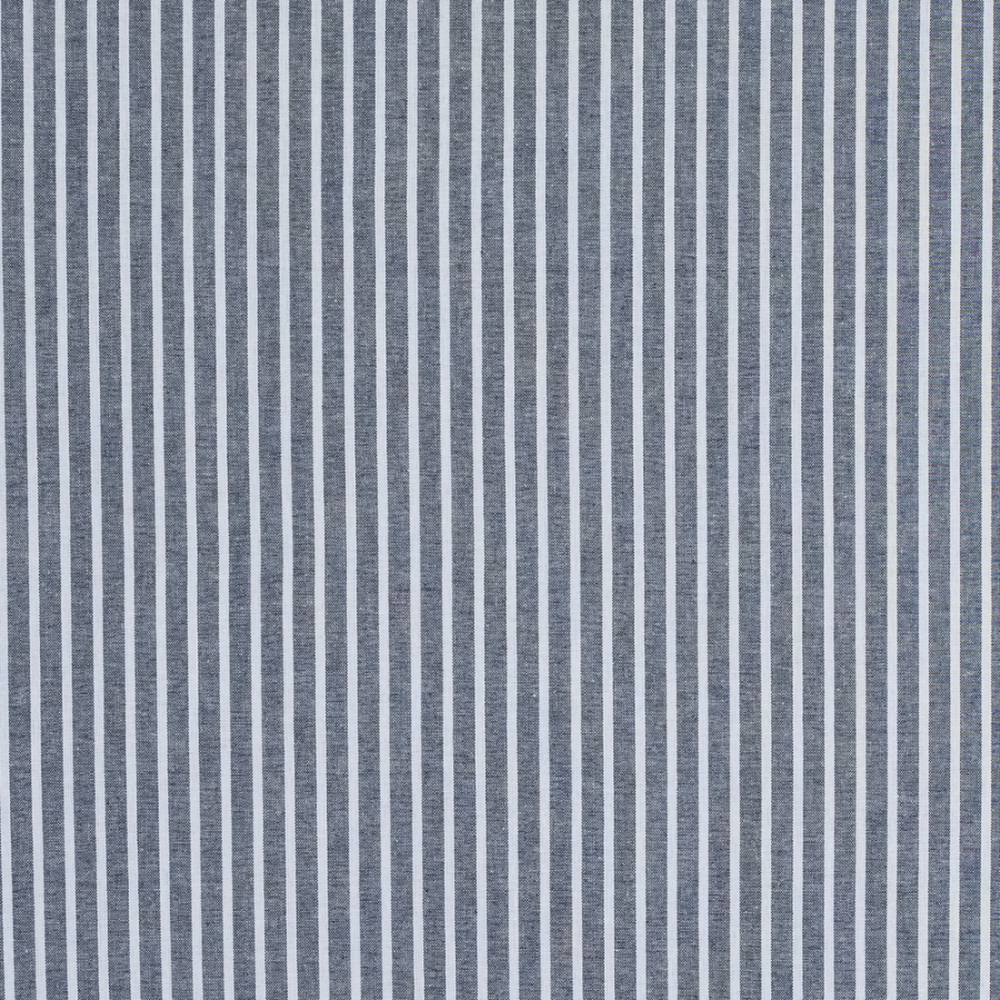 Navy Pencil Striped Cotton Chambray | Mood Fabrics