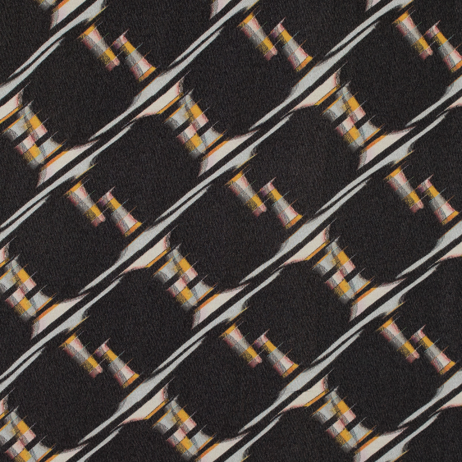 Italian Black and Yellow Geometric Jersey Knit | Mood Fabrics