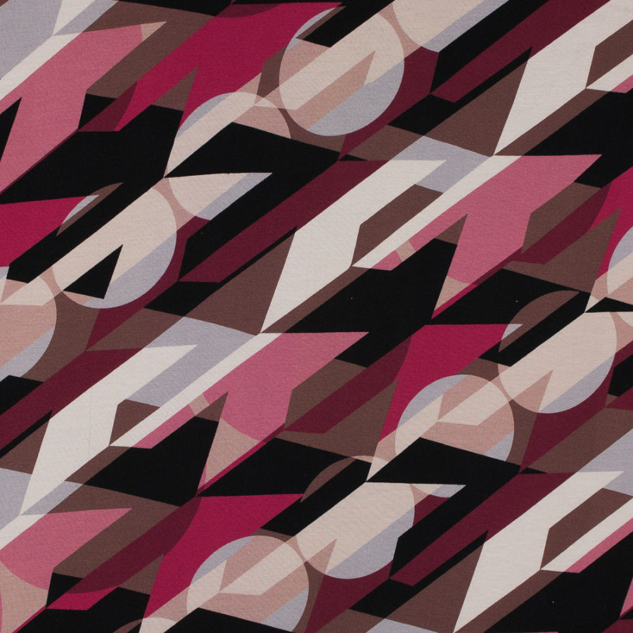 Italian Pink and Brown Geometric Jersey | Mood Fabrics