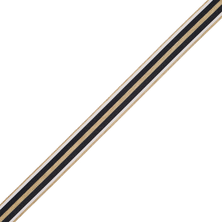 Navy and Gold Striped Metallic Grosgrain - 0.875 | Mood Fabrics
