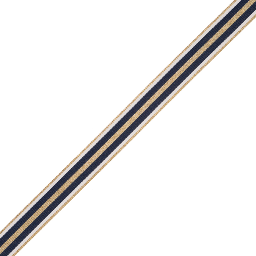 Black Gold Striped Metallic Grosgrain - 0.875 | Mood Fabrics