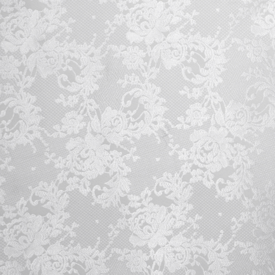 Metallic White on White Floral Brocade | Mood Fabrics
