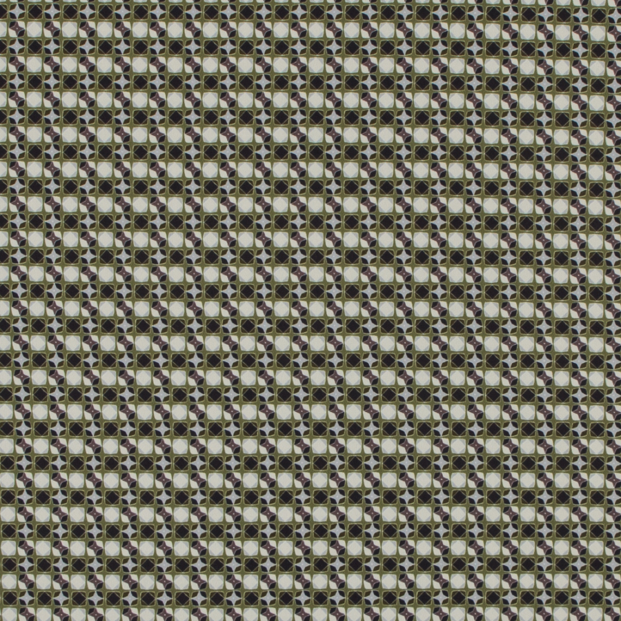 Italian Green Geometric Digitally Printed Stretch Polyester | Mood Fabrics