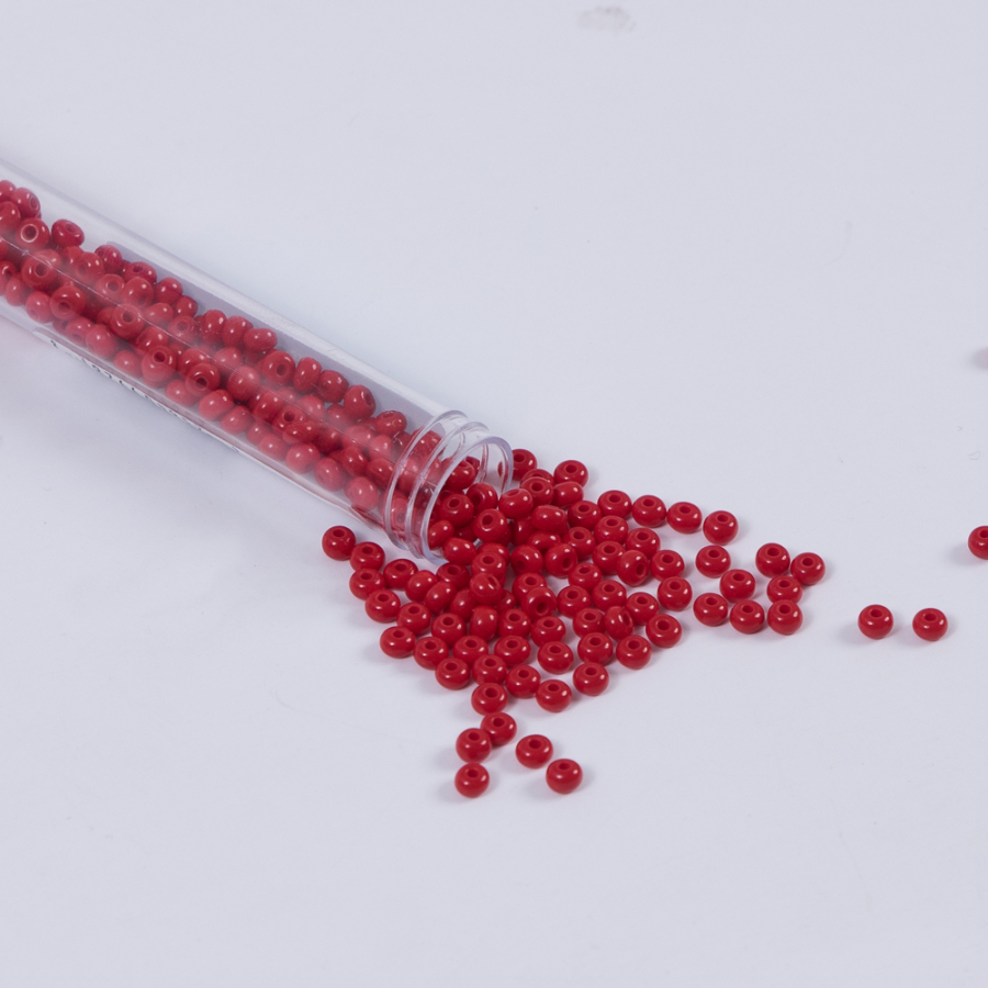Medium Red Opaque Czech Seed Beads - Size 6 | Mood Fabrics