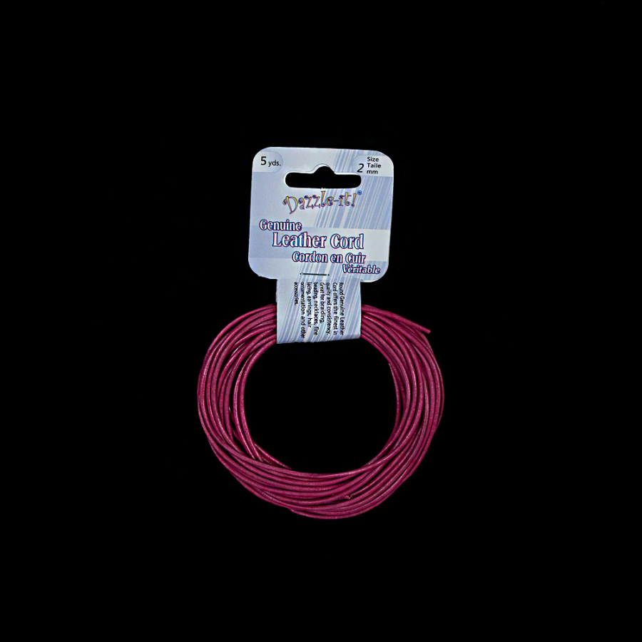 Dazzle-It Metallic Pink Genuine Leather Cord - 2mm | Mood Fabrics