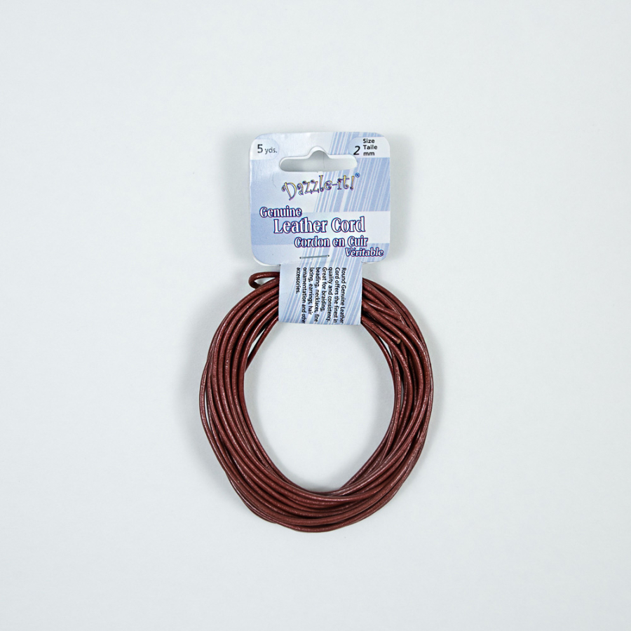 Dazzle-It Metallic Rust Genuine Leather Cord - 2mm | Mood Fabrics