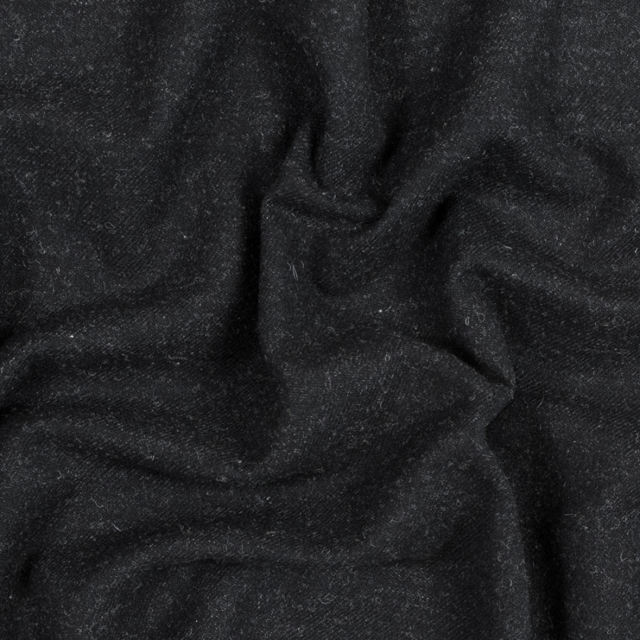 Heathered Black Wool Twill | Mood Fabrics