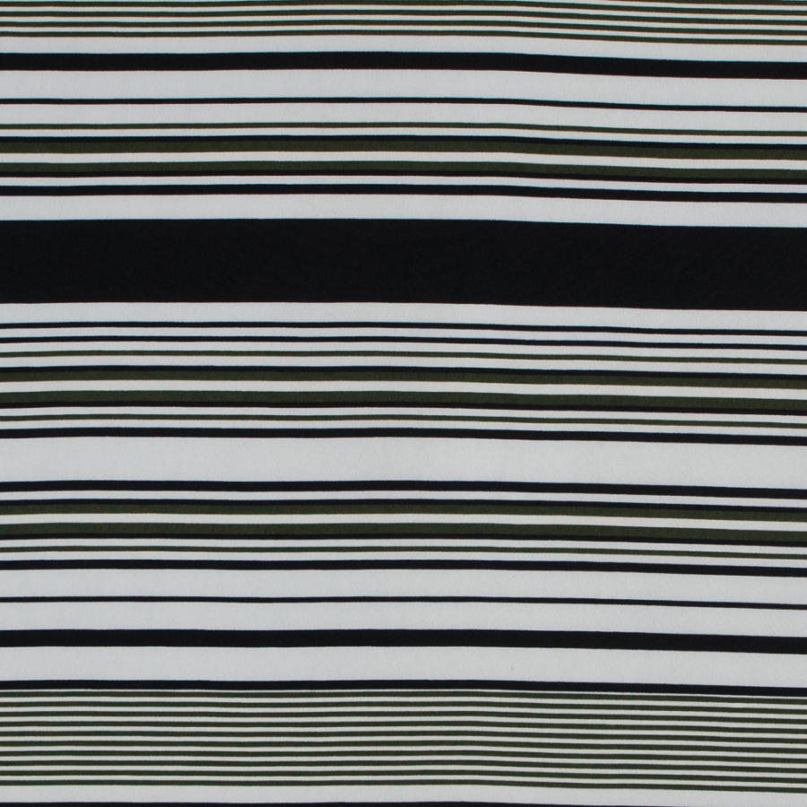 Black and Olive Variegated Striped Jersey | Mood Fabrics