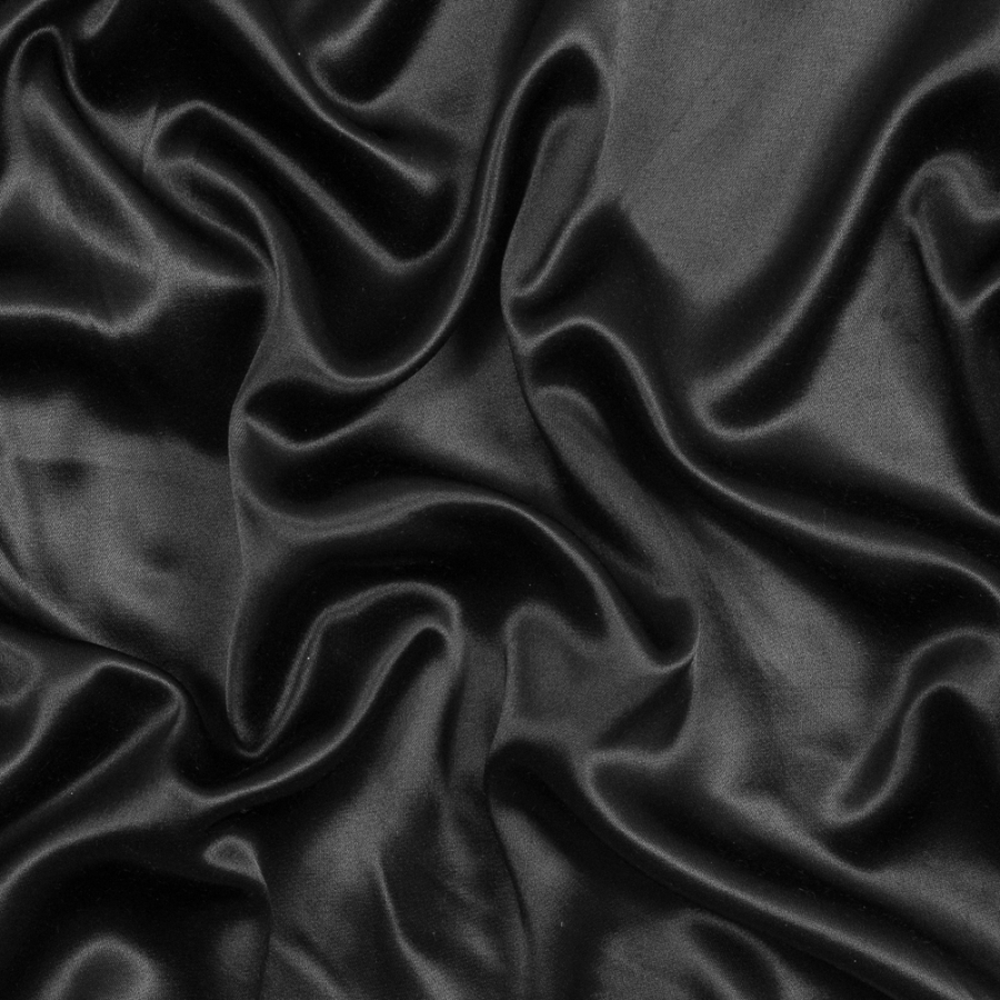 Black Satin with Midnight Navy Backing | Mood Fabrics