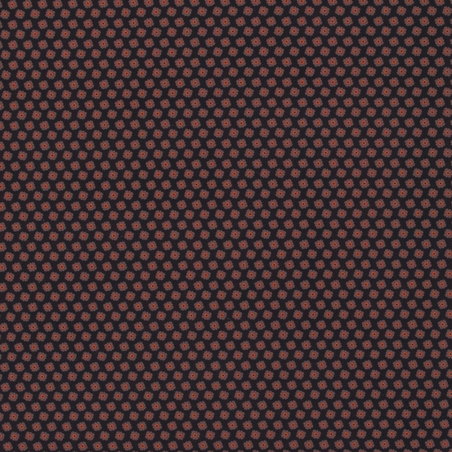 Italian Orange and Black Floral Digitally Printed Stretch Polyester | Mood Fabrics