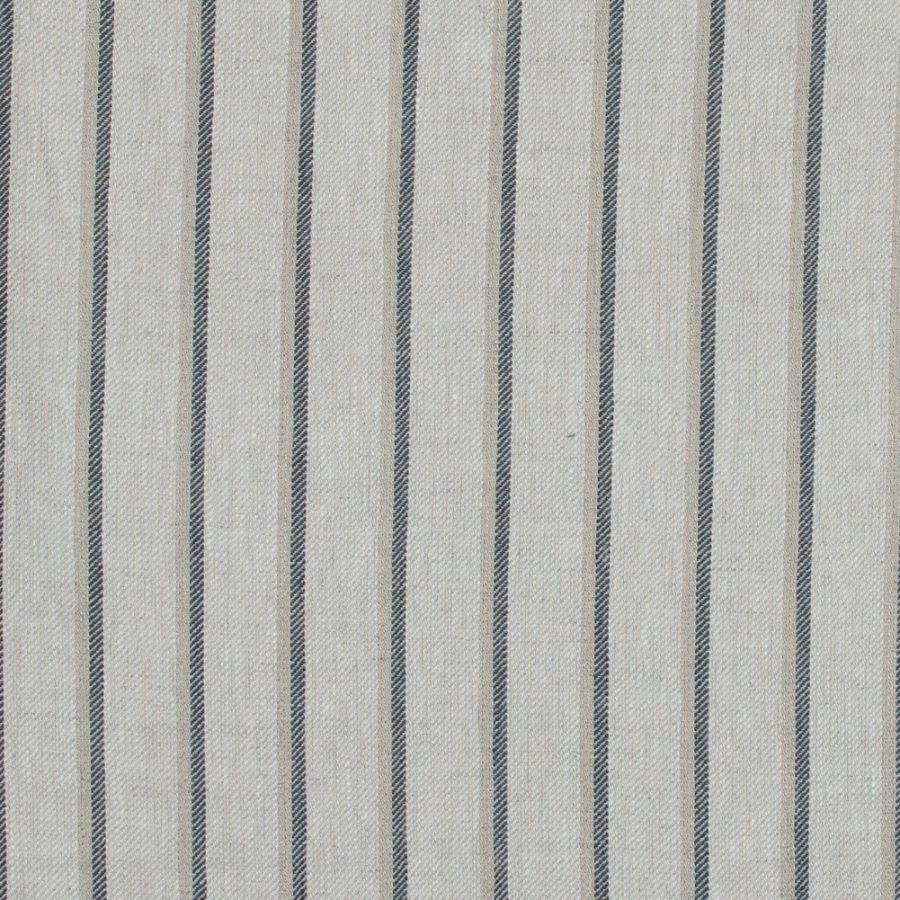 Beige and Cool Gray Shadow Striped Linen Twill | Mood Fabrics