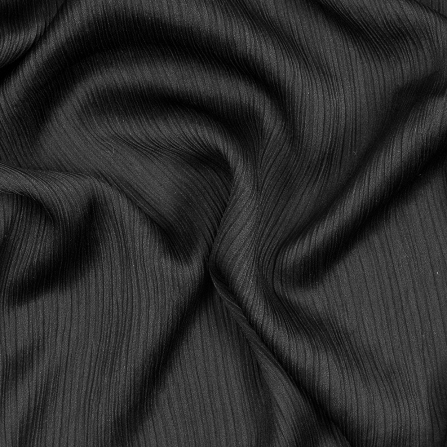 Black Stretch Rayon Plisse | Mood Fabrics