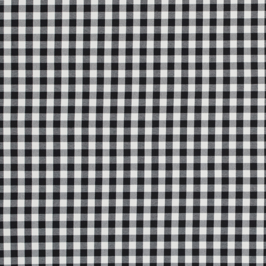 Theory Black and White Gingham Stretch Cotton Twill | Mood Fabrics
