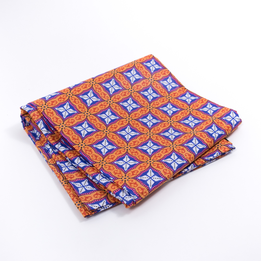 Orange and Purple Geometric Waxed African Print | Mood Fabrics