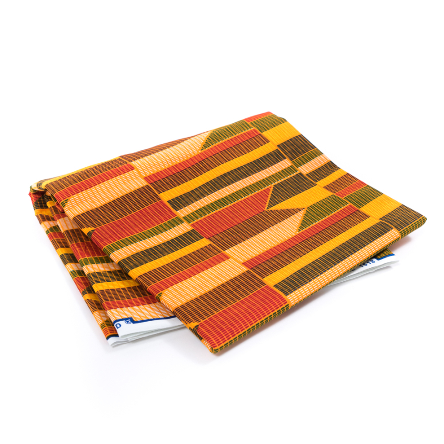 Apricot Geometric Waxed Cotton African Print | Mood Fabrics