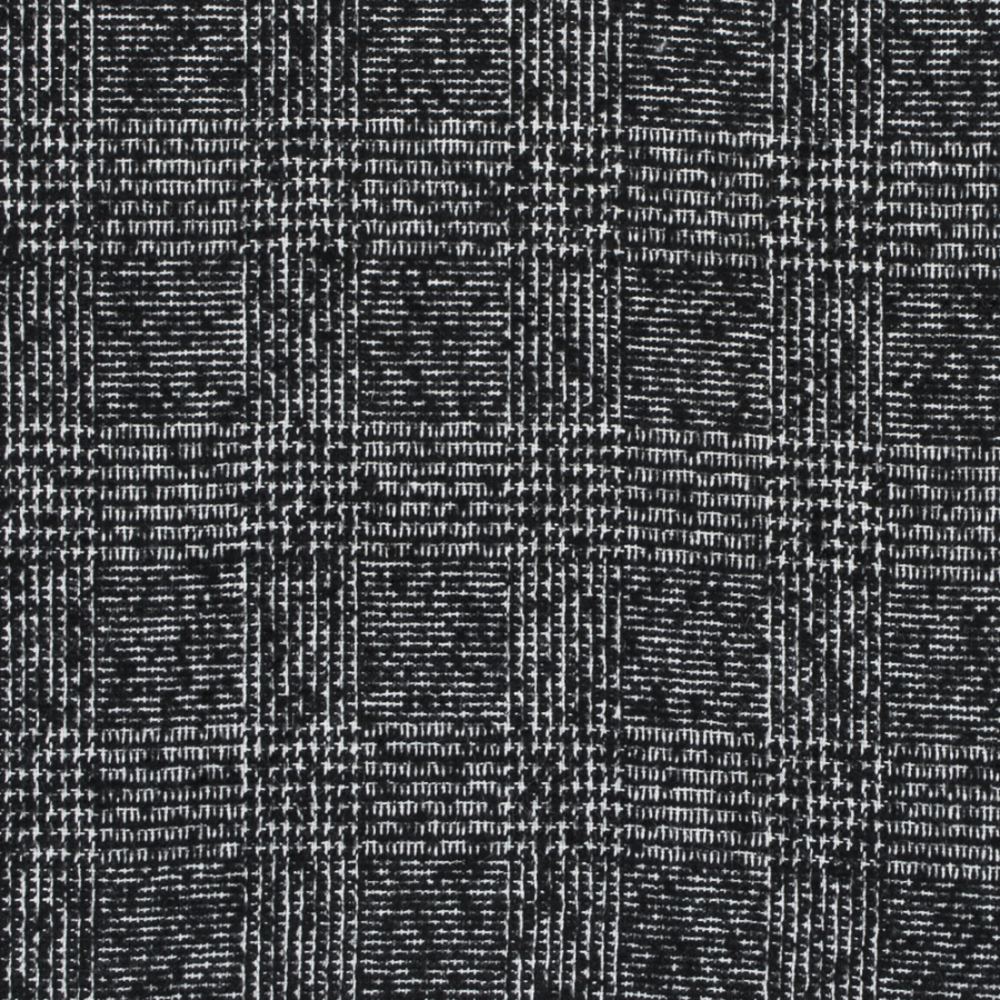 Black and White Glen Plaid Wool Coating | Mood Fabrics