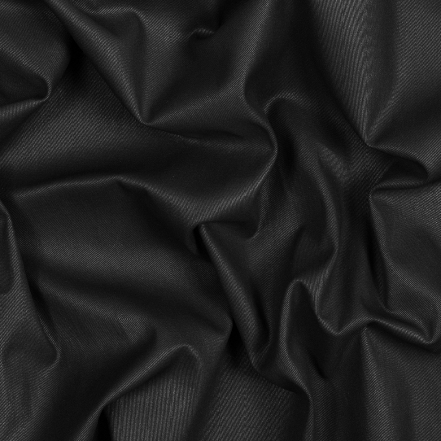 Helmut Lang Black Coated Cotton Twill | Mood Fabrics