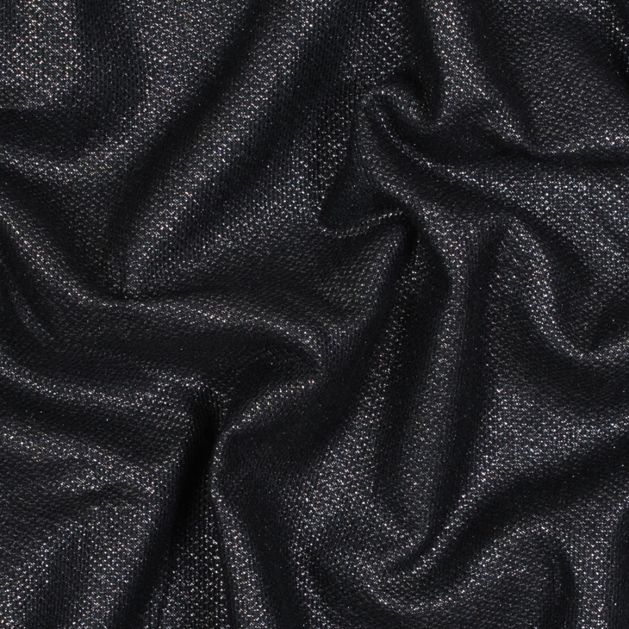 Helmut Lang Metallic Silver and Dark Navy Cotton and Linen Woven | Mood Fabrics