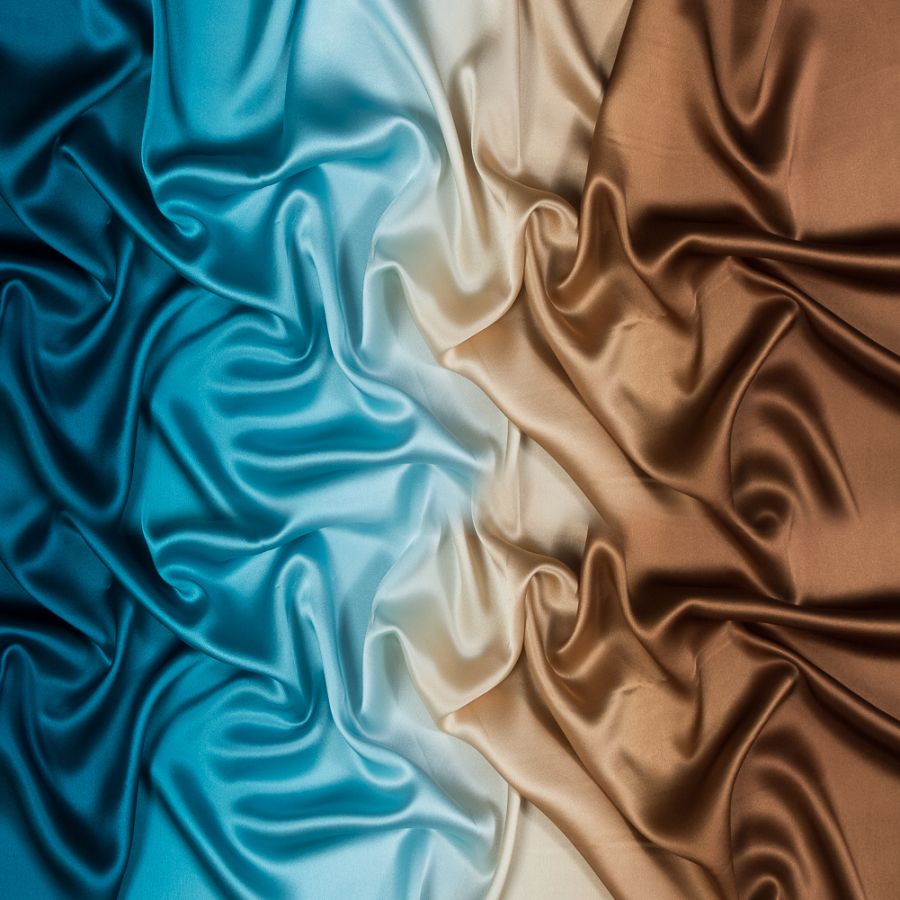 Dachshund and Deep Teal Ombre Silk Charmeuse | Mood Fabrics