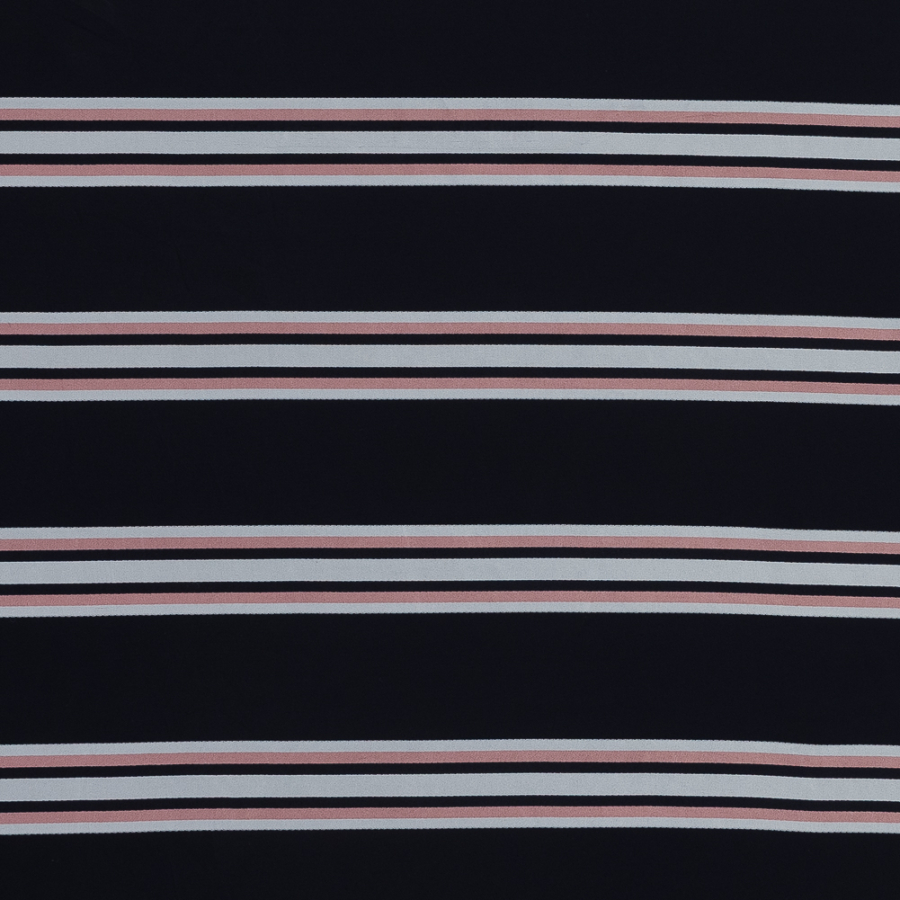 Theory Navy Satin Striped Viscose Woven | Mood Fabrics
