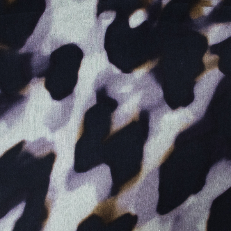 Purple Abstract Printed Crinkled Silk Chiffon | Mood Fabrics