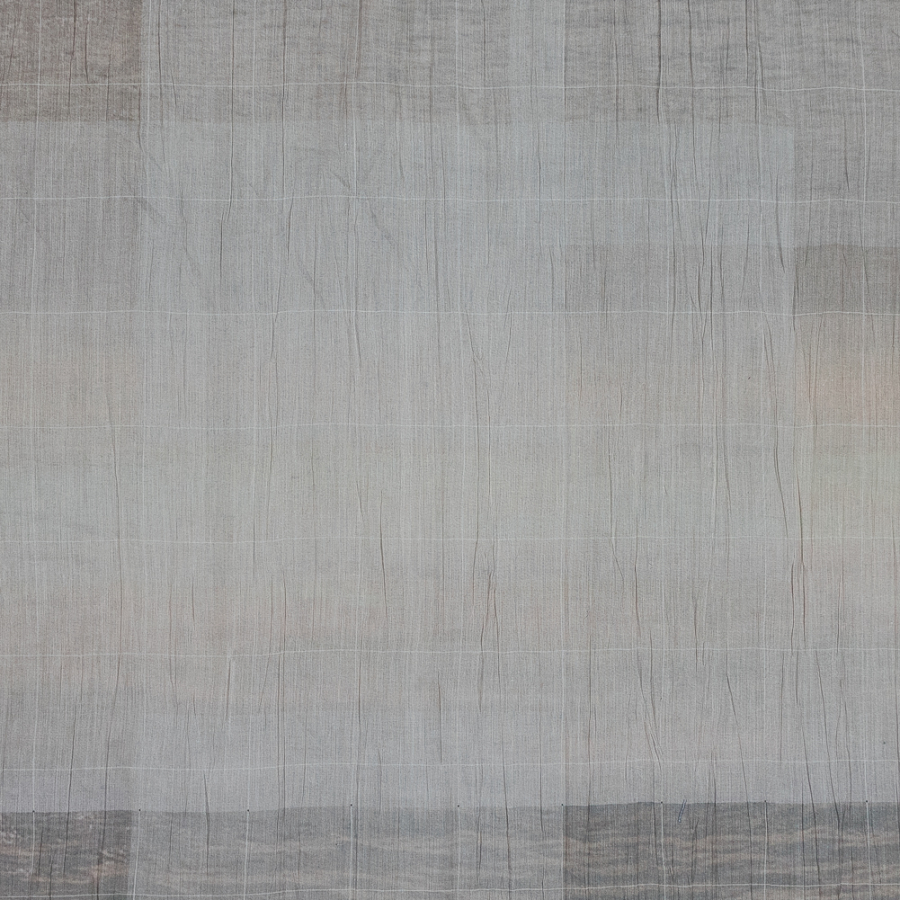 Gray and Beige Sheer Wrinkled Cotton Woven with a Faint Plaid Pattern | Mood Fabrics