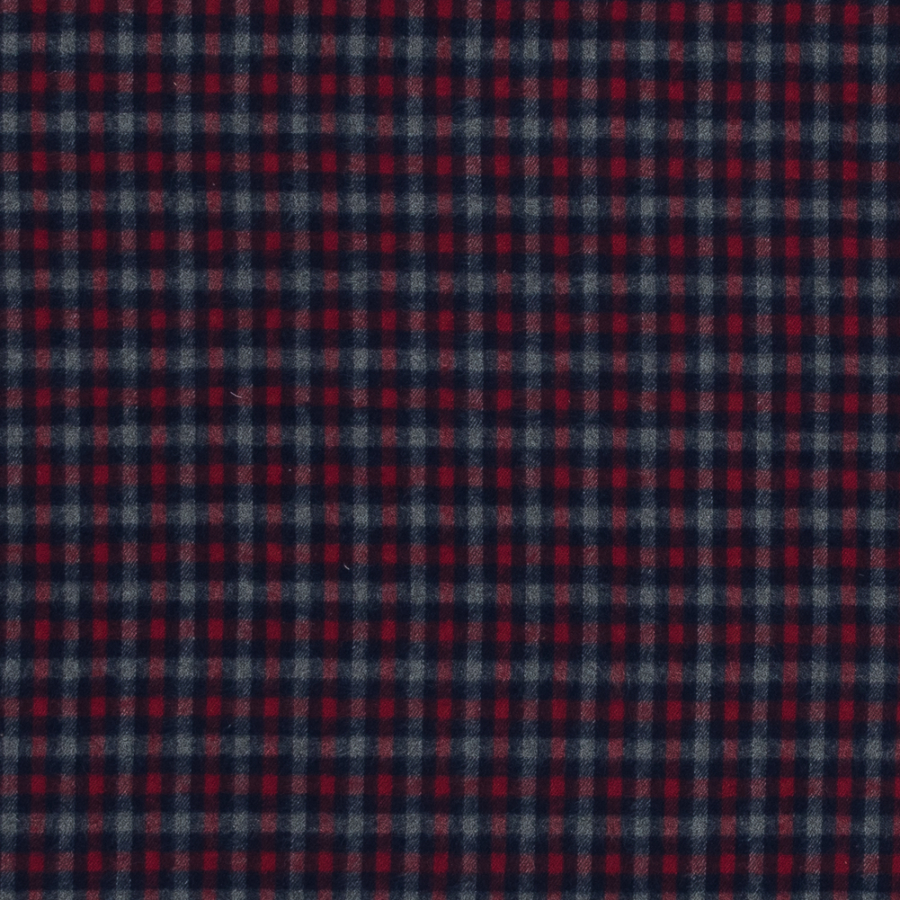 Red, Blue and Gray Plaid Cotton Flannel | Mood Fabrics