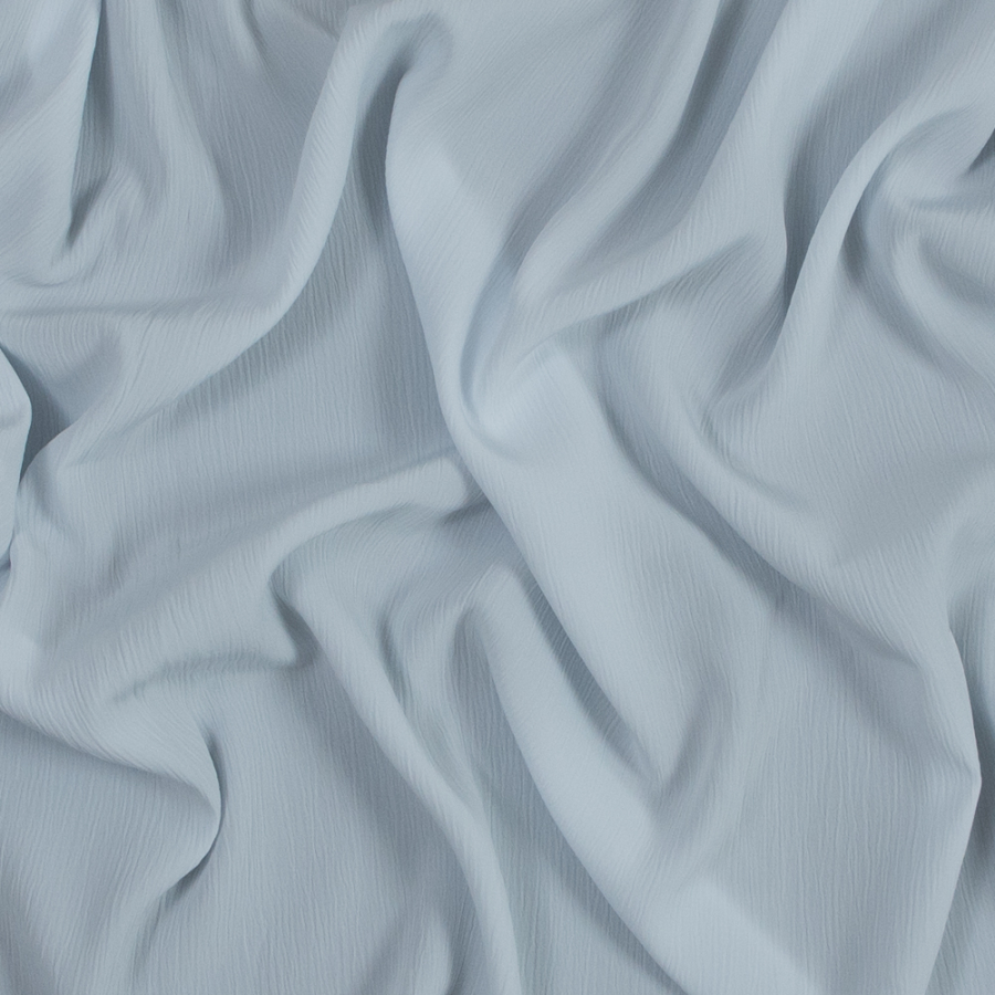 Pale Blue Crinkled Polyester Crepe de Chine | Mood Fabrics