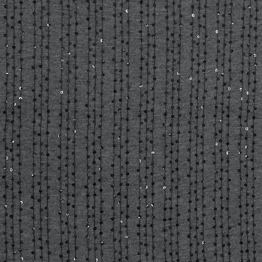 Gray and Black Sequin Striped Jersey Knit | Mood Fabrics
