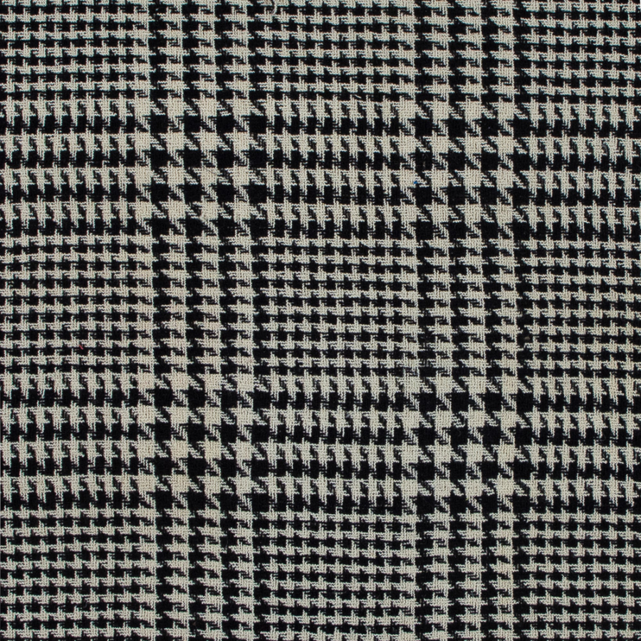 Black and Turtledove Glen Plaid Loosely Woven Wool | Mood Fabrics