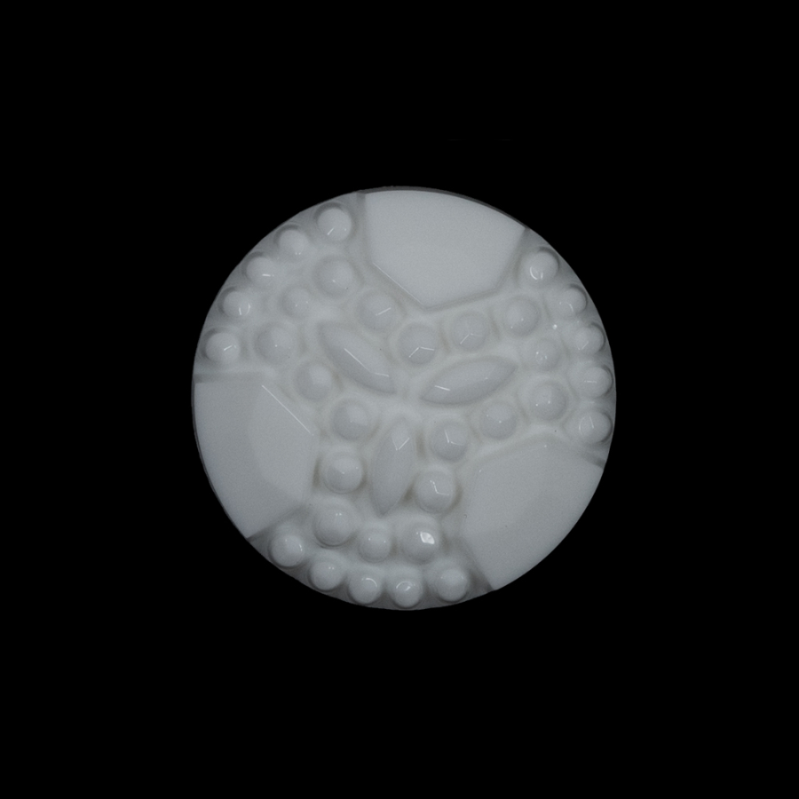 White Floral Plastic Shank-Back Button - 36L/22mm | Mood Fabrics