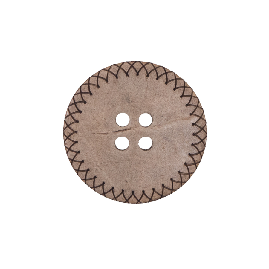 Italian Brown Etched Coconut Button - 36L/22mm | Mood Fabrics