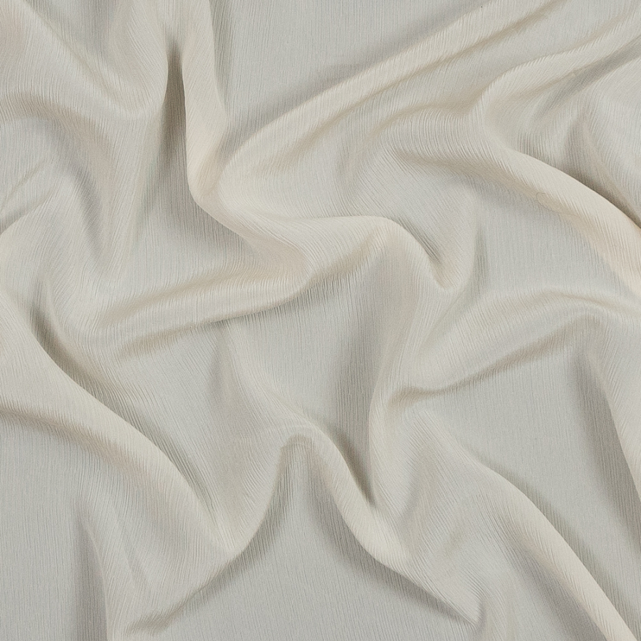Cream Crinkled Silk Crepe de Chine | Mood Fabrics