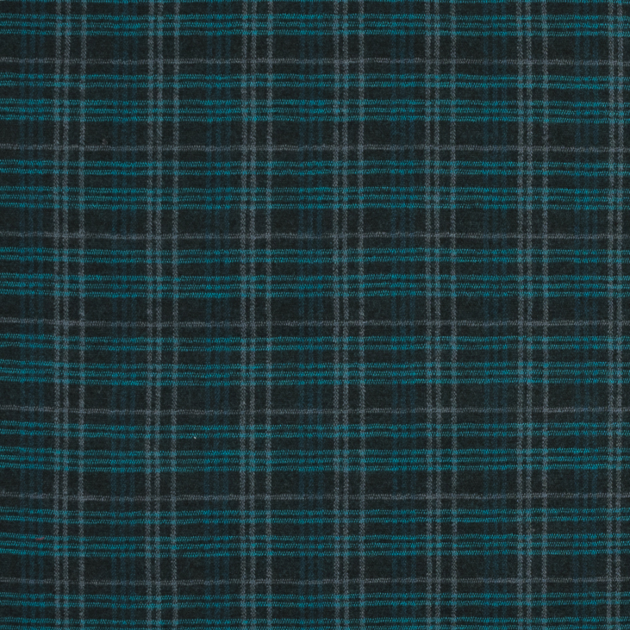 Nanette Lepore Teal Blue Plaid Wool Knit | Mood Fabrics
