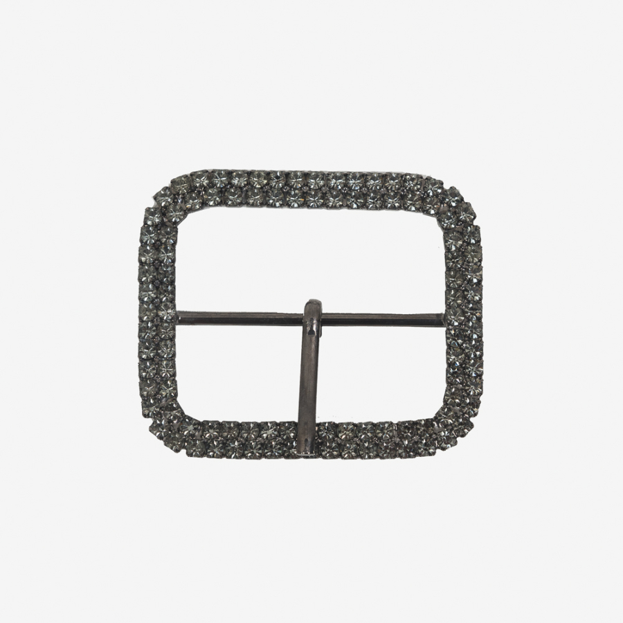 Gunmetal and Black Diamond Swarovski Buckle - 1.875 | Mood Fabrics