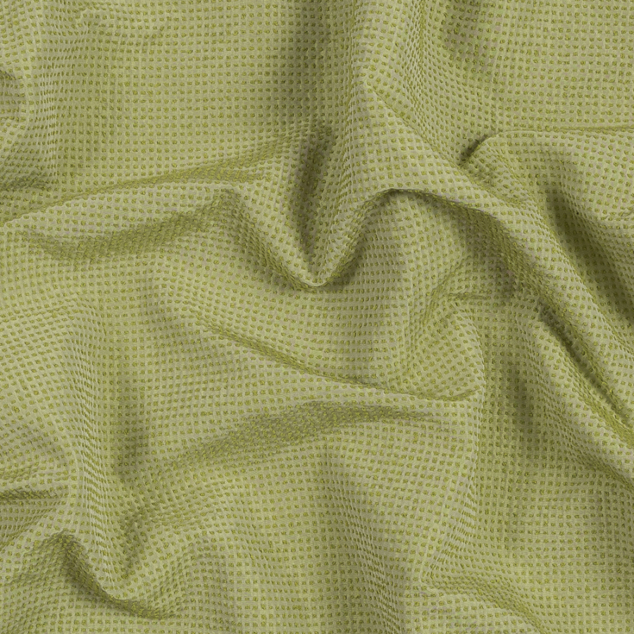 Chartreuse Checkered Polyester Wool Woven | Mood Fabrics