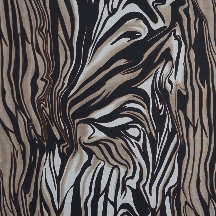 Beige and Black Zebra Striped Silk Chiffon | Mood Fabrics