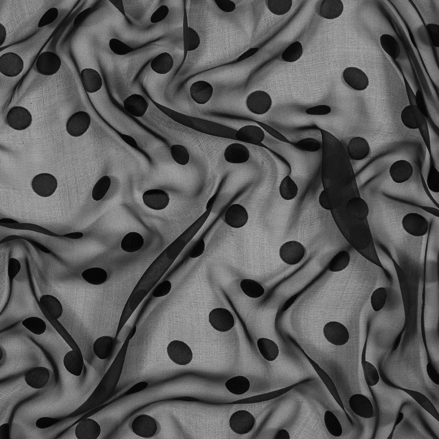 Jason Wu Black Polka Dotted Silk Burnout | Mood Fabrics