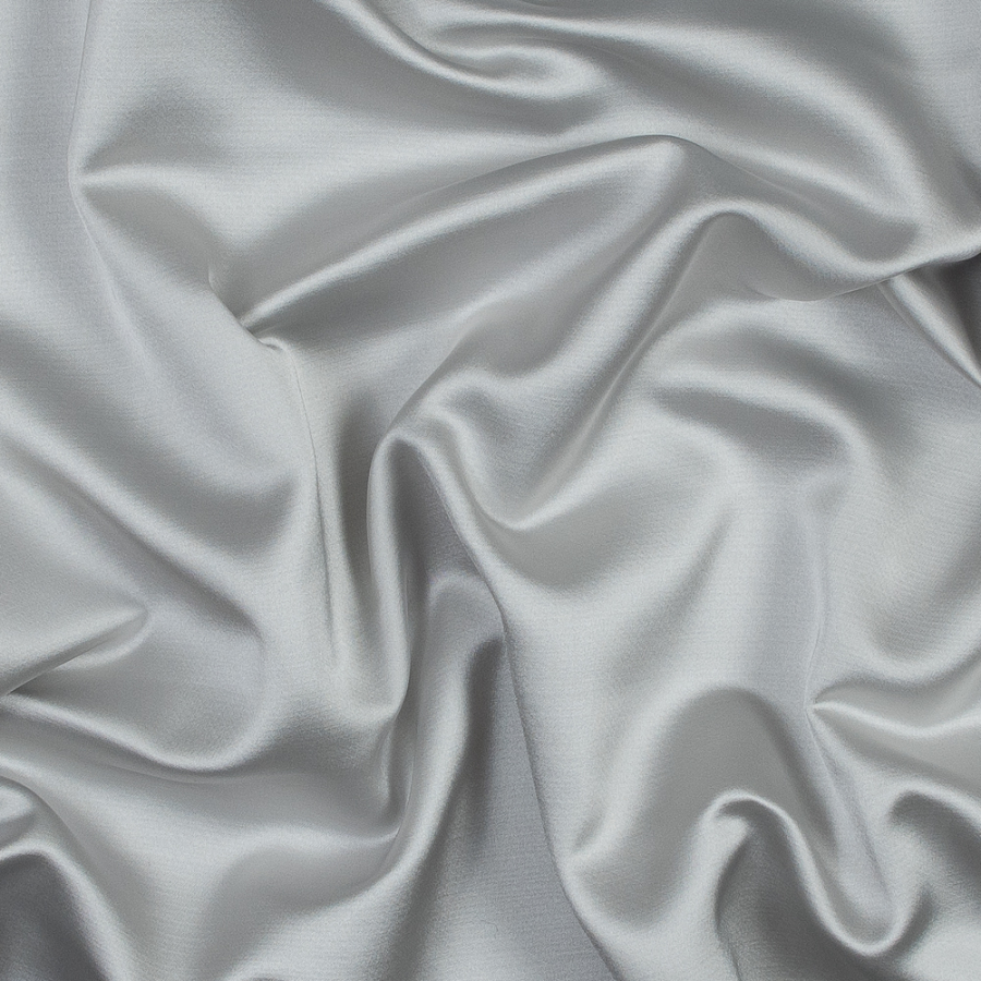 Silver Textural Polyester Satin | Mood Fabrics