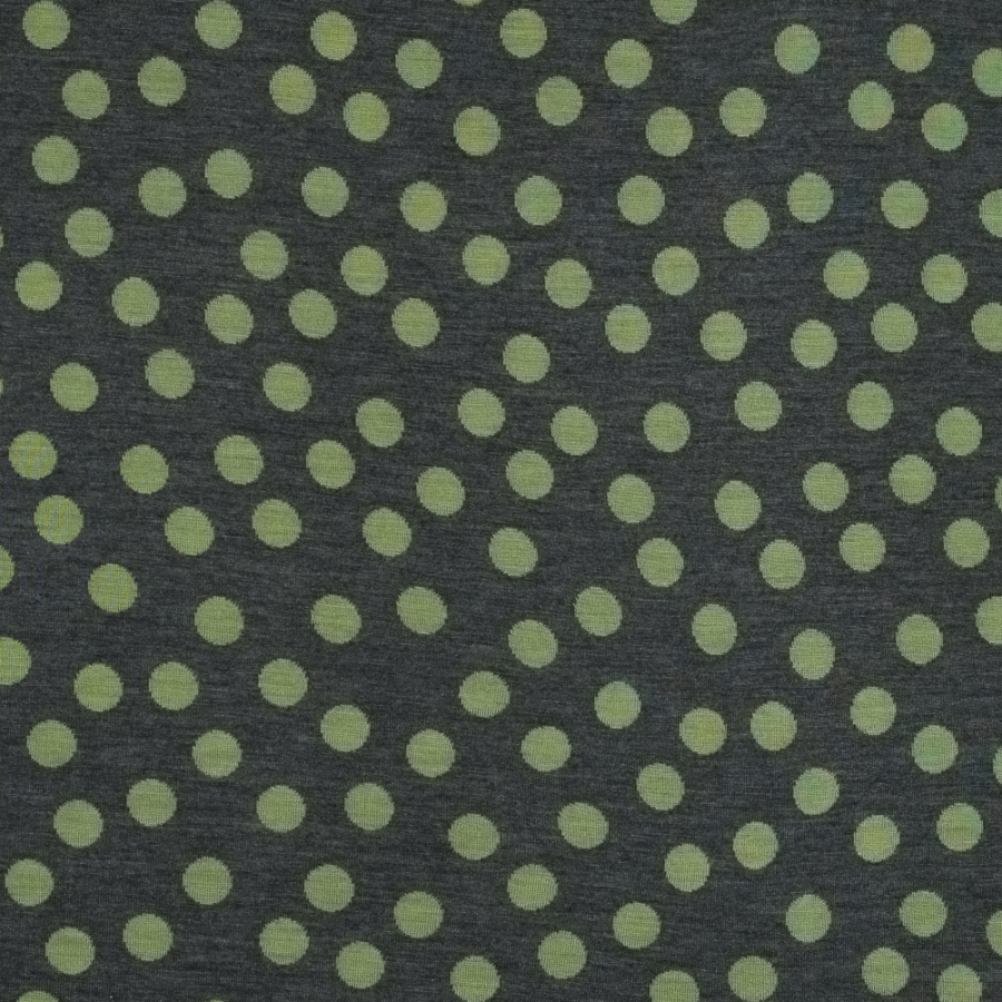 Green and Gray Polka Dotted Knit Jacquard | Mood Fabrics