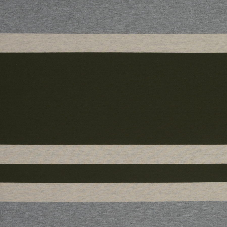 Olive, Oatmeal and Gray Awning Striped Jersey | Mood Fabrics