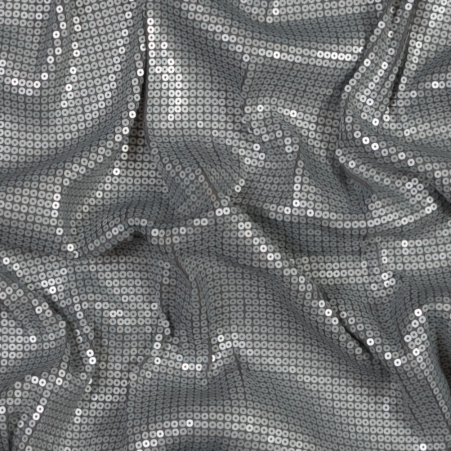 Silver Jersey Knit with All-Over Circle Sequins | Mood Fabrics