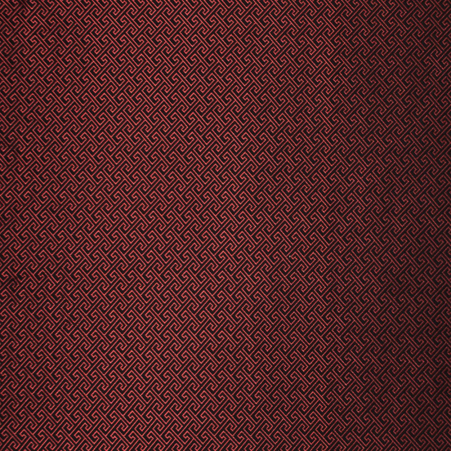 Black and Red Fret Polyester Jacquard | Mood Fabrics