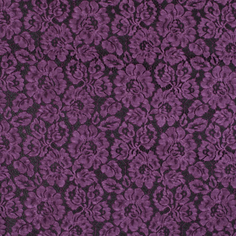 Plum Caspia Tie Dye Floral Cotton Lace | Mood Fabrics