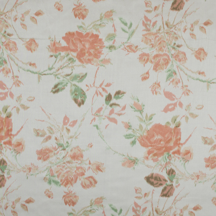 Blush Floral Printed Silk Charmeuse | Mood Fabrics