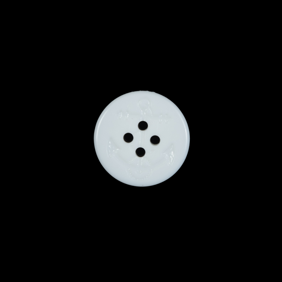 White Plastic Anchor 4-Hole Button - 20L/12mm | Mood Fabrics