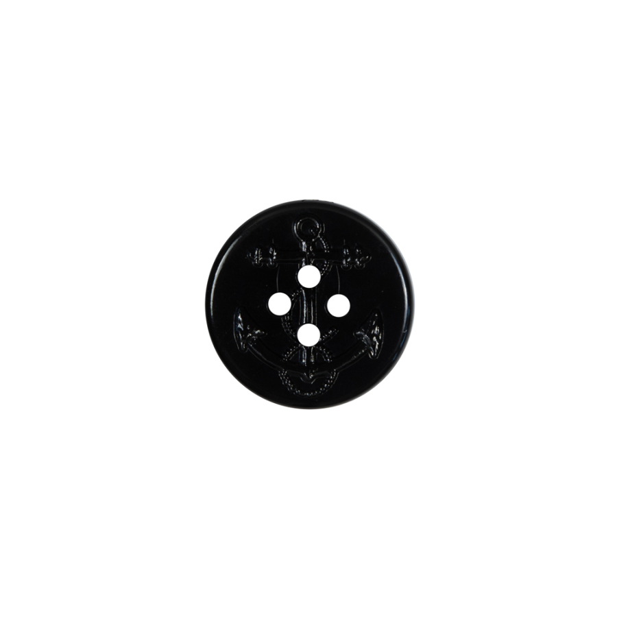 Black Plastic Anchor 4-Hole Button - 20L/12mm | Mood Fabrics