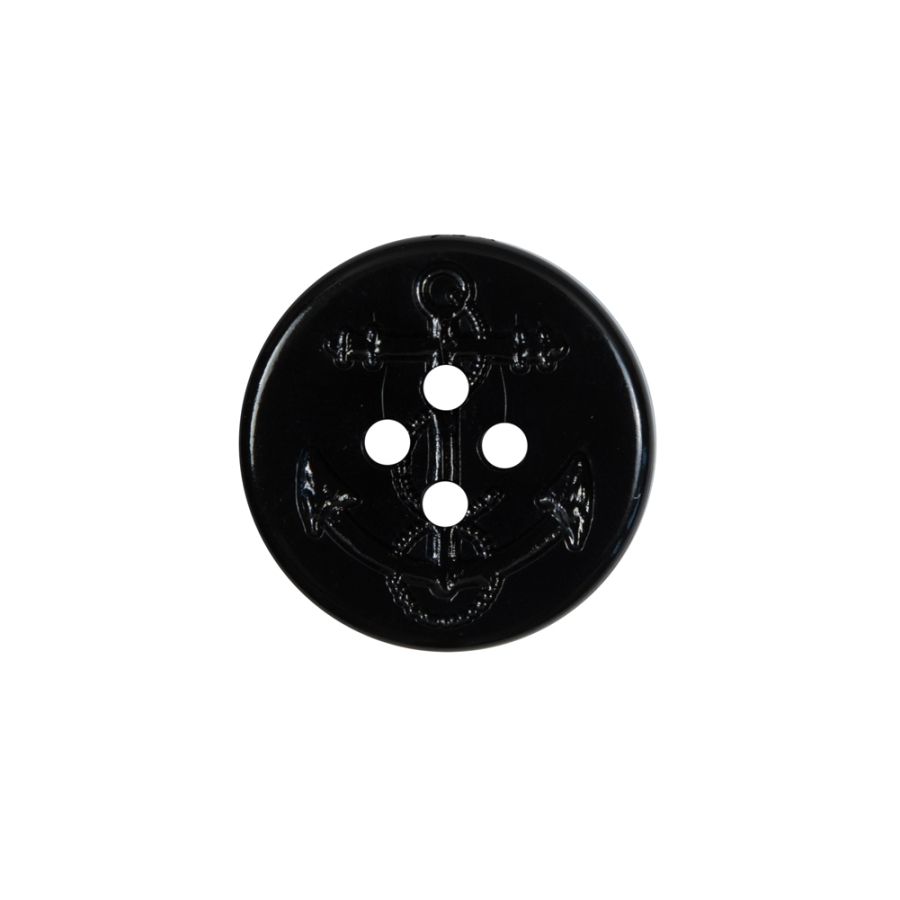 Black Plastic Anchor 4-Hole Button - 32L/20mm | Mood Fabrics