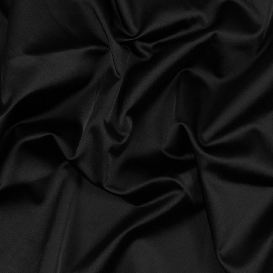 Jason Wu Black Satin with Dark Navy Twill Backing | Mood Fabrics