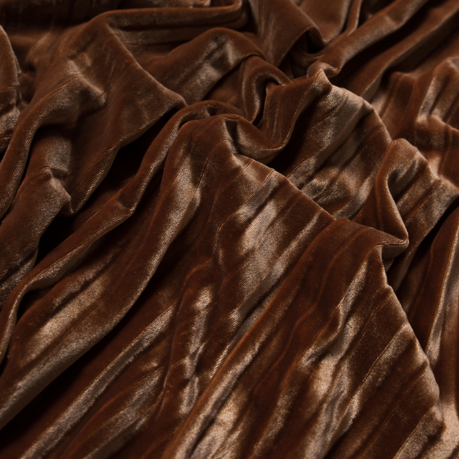 Adobe Brown Pleated Velour | Mood Fabrics